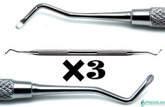 3 Pcs Dental Excavator 18W, Restorative Double Ended Spoon 1.5mm Instruments