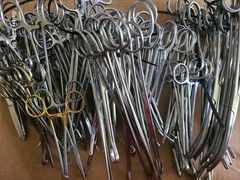 Lot of 200+ Assorted Tissue Forceps Straight, curved, tissue and scissors..