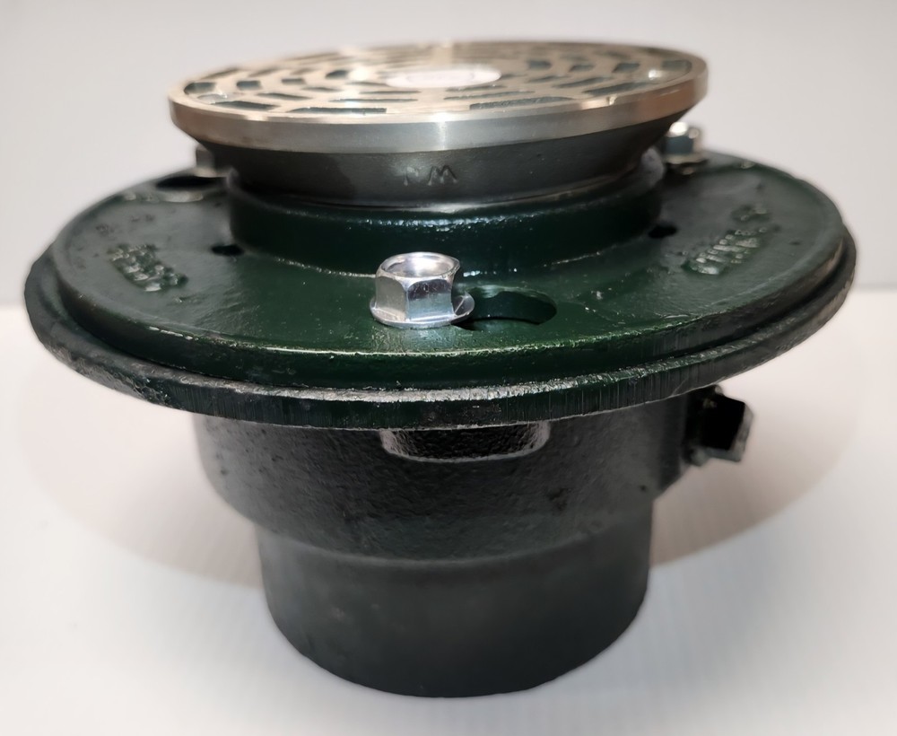4″ NO-HUB FLOOR DRAIN WHIT 5″ ADJUSTABLE NIKALOY STRAINER WHIT 1/2″ TRAP PRIMER