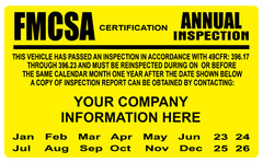 FMCSA DOT Annual Inspections Labels Set Of 50 Decals 5” Wide X 3” High