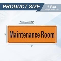 9″x3″ Maintenance Room, 1Pcs Room Door Sign Self-Adhesive Orange with Black Text