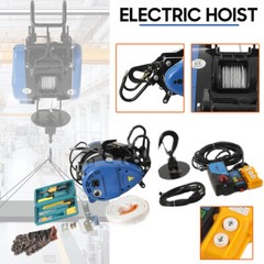 1600W Electric Hoist 1100lbs Portable Crane Winch with Remote Control 29m Lift