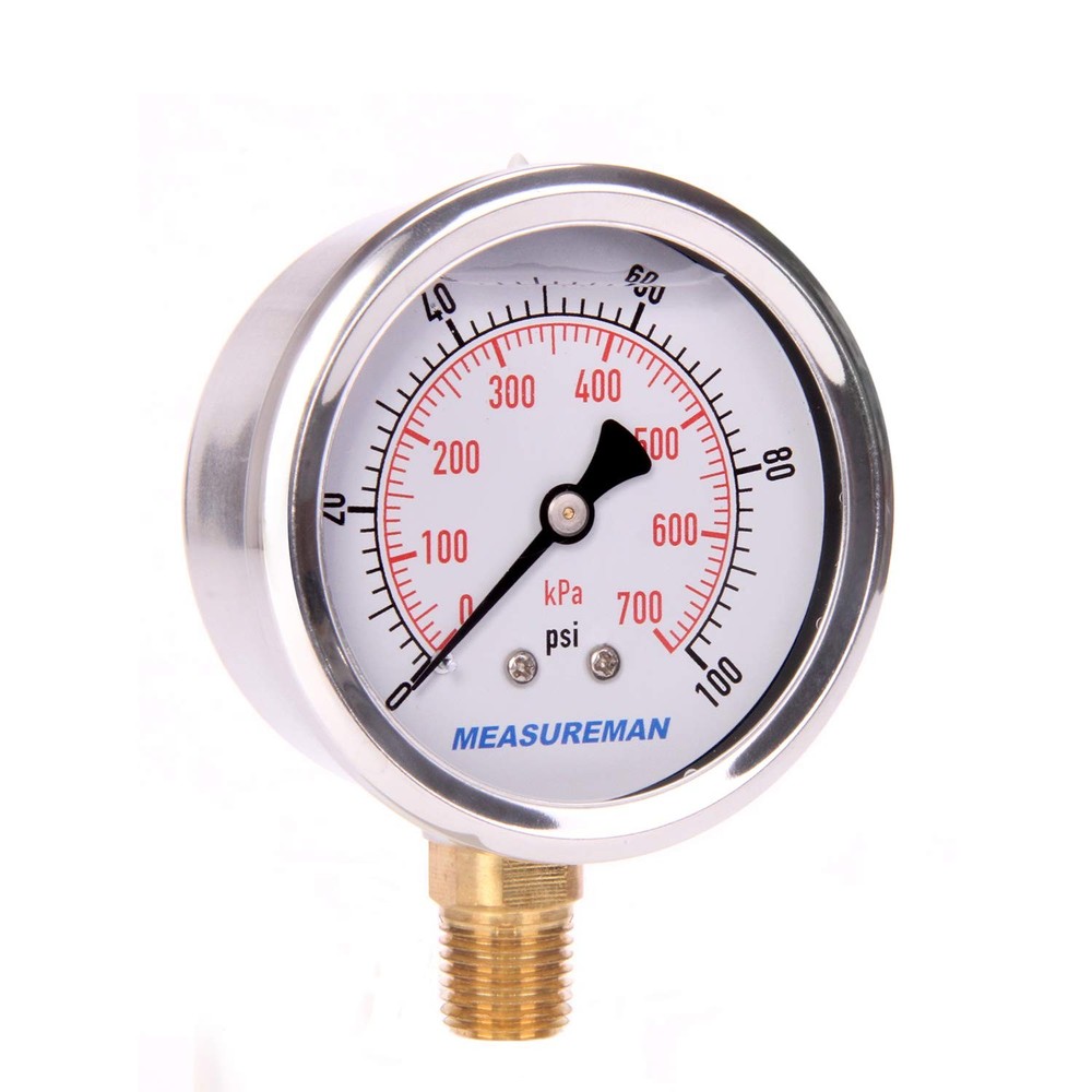 0-100 PSI/kPa Water Pressure Gauge, Glycerin