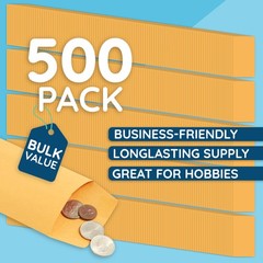 Blue Summit Supplies 500#7 Coin Envelopes, Gummed Seal, 28 lb Brown Kraft Coin E