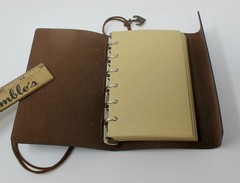 Blank Travel Journal With Dark Blue Leather Covers & Ship Charms
