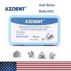 50Set Dental Orthodontic Buccal Tube 2nd Molar Roth.022 Bondable Non-Conv AZDENT