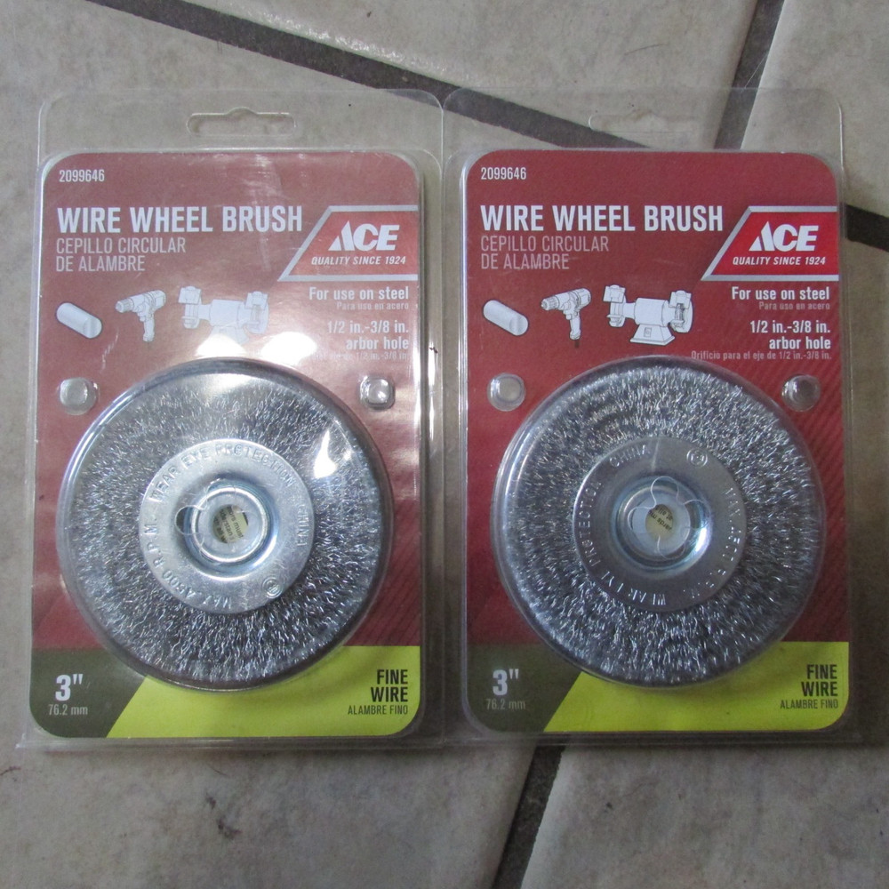2 Ace Wire Wheel Brushes – 2 Fine Wire – 3″ – 1/2″-3/8″ Arbor (4 W)