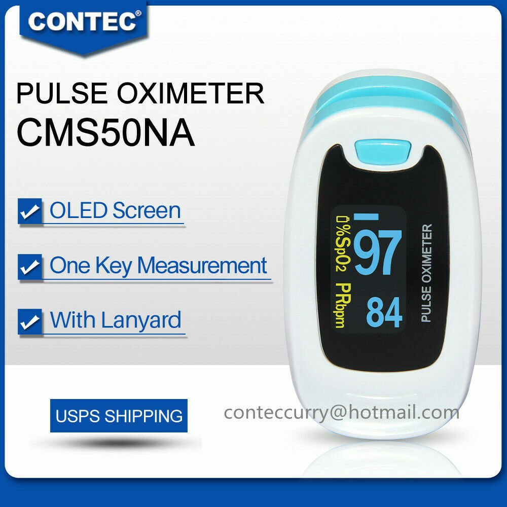 Finger Tip Pulse Oximeter Blood Oxygen SpO2 PR Monitor OLED CMS50NA Blue USA FDA