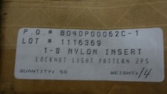1″- 8 Nylon Insert Hex Lock 50. Nuts Zinc Plated Grade 2 Steel Nyloc
