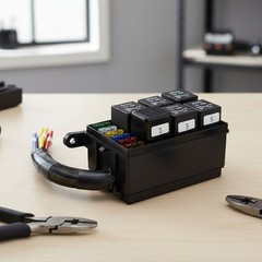 12V Fuse Relay Box 4 Relays and 6 Way ATC/ATO Fuses for Auto Car Marine Boat