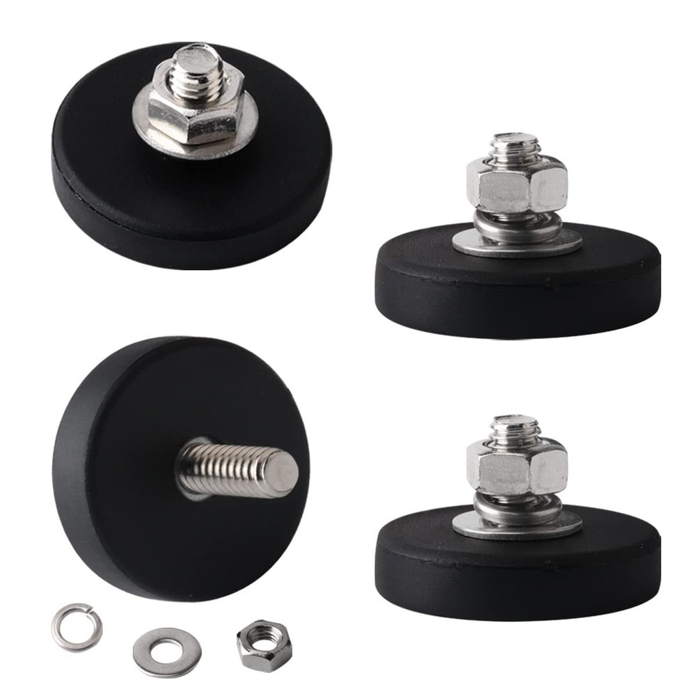 4Pcs Rubber Coated Magnets with Bolts, Heavy Duty Magnets M6 Male Thread, Strong