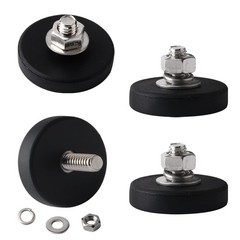 4Pcs Rubber Coated Magnets with Bolts, Heavy Duty Magnets M6 Male Thread, Strong