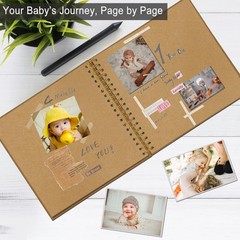 DIY Scrapbook Album 7×7 Inch, Hardcover Kraft Paper 7 Inch 40 Pages, Khaki