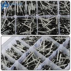 500 sets of rivet kits 3/32″ 1/8″ 5/32″ 3/16″ With 14 Standard Sizes W/ a Box