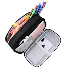Large Capacity Pencil Case with 3 Multifunctional Compartments Pouch Holder for