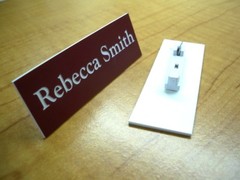 Custom Engraved 1″x3″ Name Tag ID Badge Label with Pin or Magnet Attachment