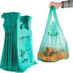 Eco Grocery Bags Disposable T-Shirt Thank You Bag with Handles for Supermarket,