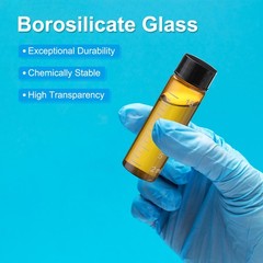 5PACK 50ml Amber Glass Vials with Black Screw Caps Sealed Bottles with Scale