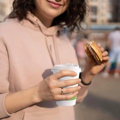 ECOLipak 100 Count 12 oz Compostable Paper Coffee Cups, Biodegradable Disposable