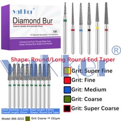 10pc/pk Dental FG Diamond Burs Round Long Round End Taper Diamond Bur 850 855