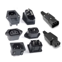 AC 10A/250V IEC Male-Female Mains Power Plug/Sock Adapter, 3-Pin, PCB Ready