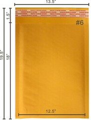 Yens® 50 #6 12.5×19 Kraft Bubble Padded Envelopes Mailers Inner 12.5 X 18 50KF6