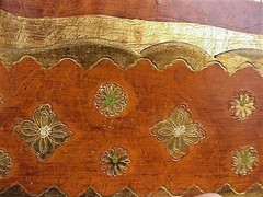 ORNATE Florentine Firenze Italy Brown Gilt Wood Toleware DESK ORGANIZER CARRYALL