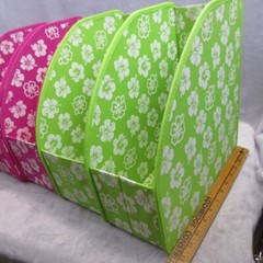 Set of 4 Neatnix Cloth XL Collapsible Magazine Holder Flower Pink Green Dorm