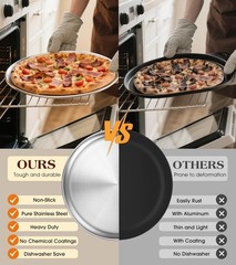 Yuiicaov Stainless Steel Pizza Pan 12 inch, for 12 Silver