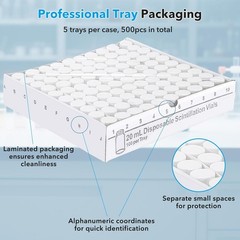 500x 20ml Scintillation Vials Glass vial Sample vials Lab vials w/ cap PE gasket