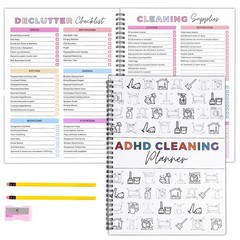 ADHD Cleaning Planner for Adults – Undated Daily, Weekly & 1 pack, White
