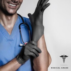Nitrile Disposable Gloves 4 Mil Black Powder Free Latex Free Food Safe