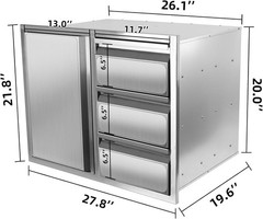 Outdoor Kitchen Drawer Combo,Stainless Steel Sealed Storage Combo with Triple Dr