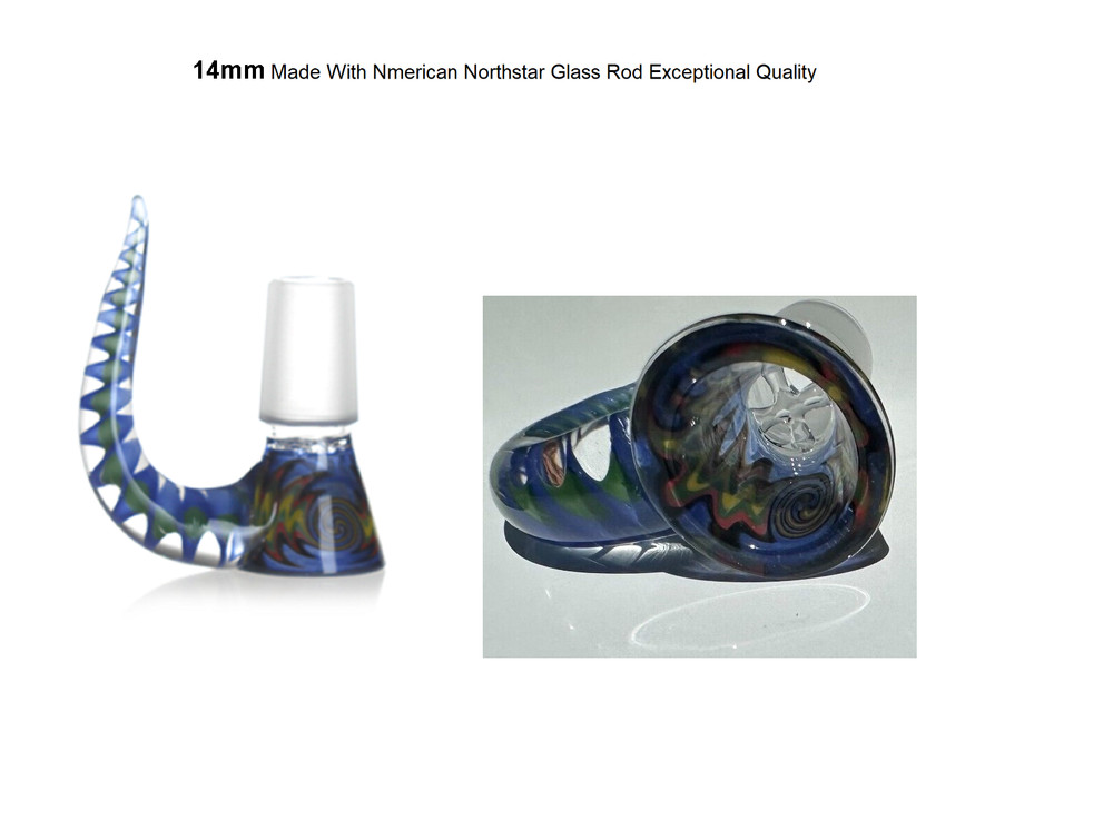 14mm Glass Bowl Handle Twisted Cane X Screen thick NorthStar glass Martini Slide