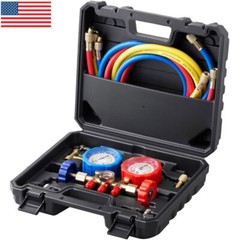 AC Manifold Gauge Set Brass HVAC R12 R134A R502 R404A R22 Air Refrigeration Kit*