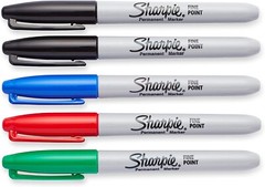 SHARPIE Permanent Markers, Fine Point, Assorted Colors, 5 Count 30653