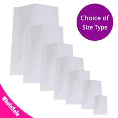 Many Sizes for Matte White Flat Foil Mylar Heat-Sealable Open Top Pouch Bag W02