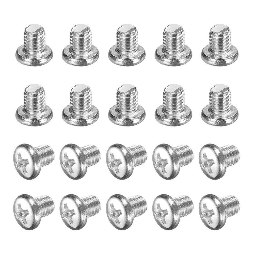 100 Pcs M5x6-0.8mm Phillips Pan Head Machine Screws, Carbon Steel Full Thread