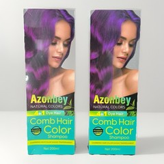 2x NIB 4-IN-1 COMB HAIR COLOR SHAMPOO Instant PURPLE Hair Dye 400mL EXP 10/27