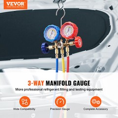 VEVOR AC Manifold Gauge Set 3-Way Fit R134A R22 R12 R502 Refrigeration Charging