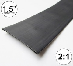 1.5″ ID Black Heat Shrink Tube 2:1 ratio 1-1/2″ wrap (2 feet) inch/ft/to 40mm