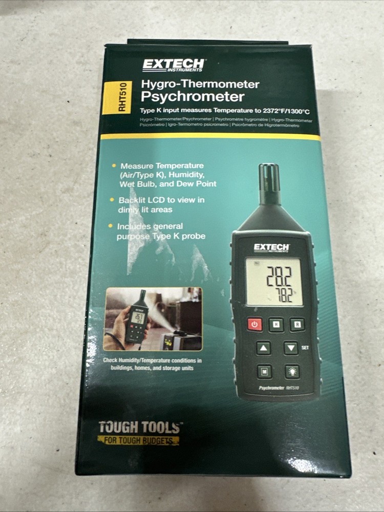 EXTECH RHT510 Hygro Thermometer,Pocket Style 453A52