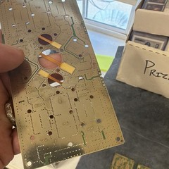 Lot of 6 Bare Printed Circuit Boards (PCBs) Gold Tone, Green Solder Mask