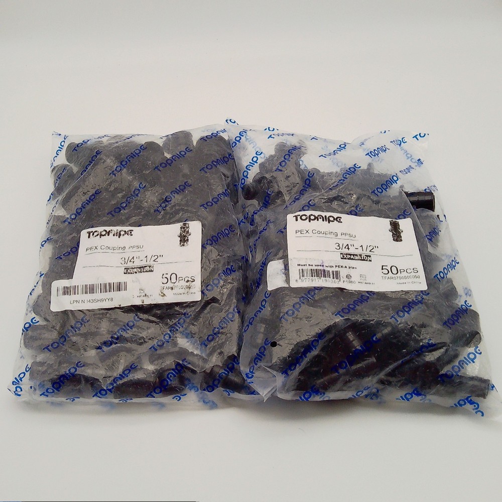 100 Pack 3/4″ x 1/2″ PEX-A Expansion PPSU Couplings ASTM F1960
