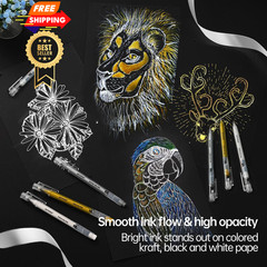 GETHPEN 3 Colors 0.6mm Extra Fine Point Gel Pen Set 0.6 mm, White,Gold,Silver
