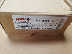 CGW Abrasives 45005 5 x .045 x 7/8 ZA60 SBF T-27, Qty.25