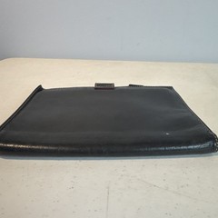 Vtg FRANKLIN COVEY Classic Black Full Grain Leather Planner Cover Brass Buckle