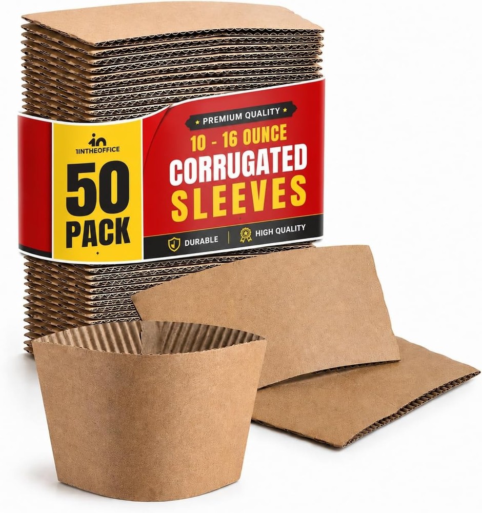 Coffee Cup Sleeves, Corrugated Coffee Sleeves for 10 oz, 12 oz & 16 oz Cups,