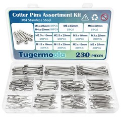 230PCS Cotter Pins Assortment Kit 304 Stainless Steel Split Pin.12 Sizes