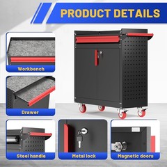 Metal Grill Cart，Outdoor Grill Cart with Storage,Grill Table with Wheels,Outdoor